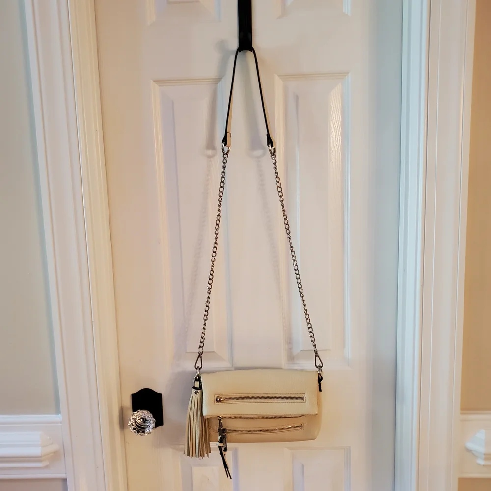 Black Rivet - Cream - Crossbody Bag with Silver Accents - Boho